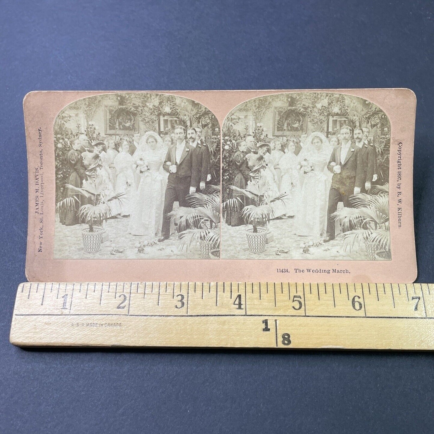 Antique 1897 Victorian Bride & Groom Presented Stereoview Photo Card P2966