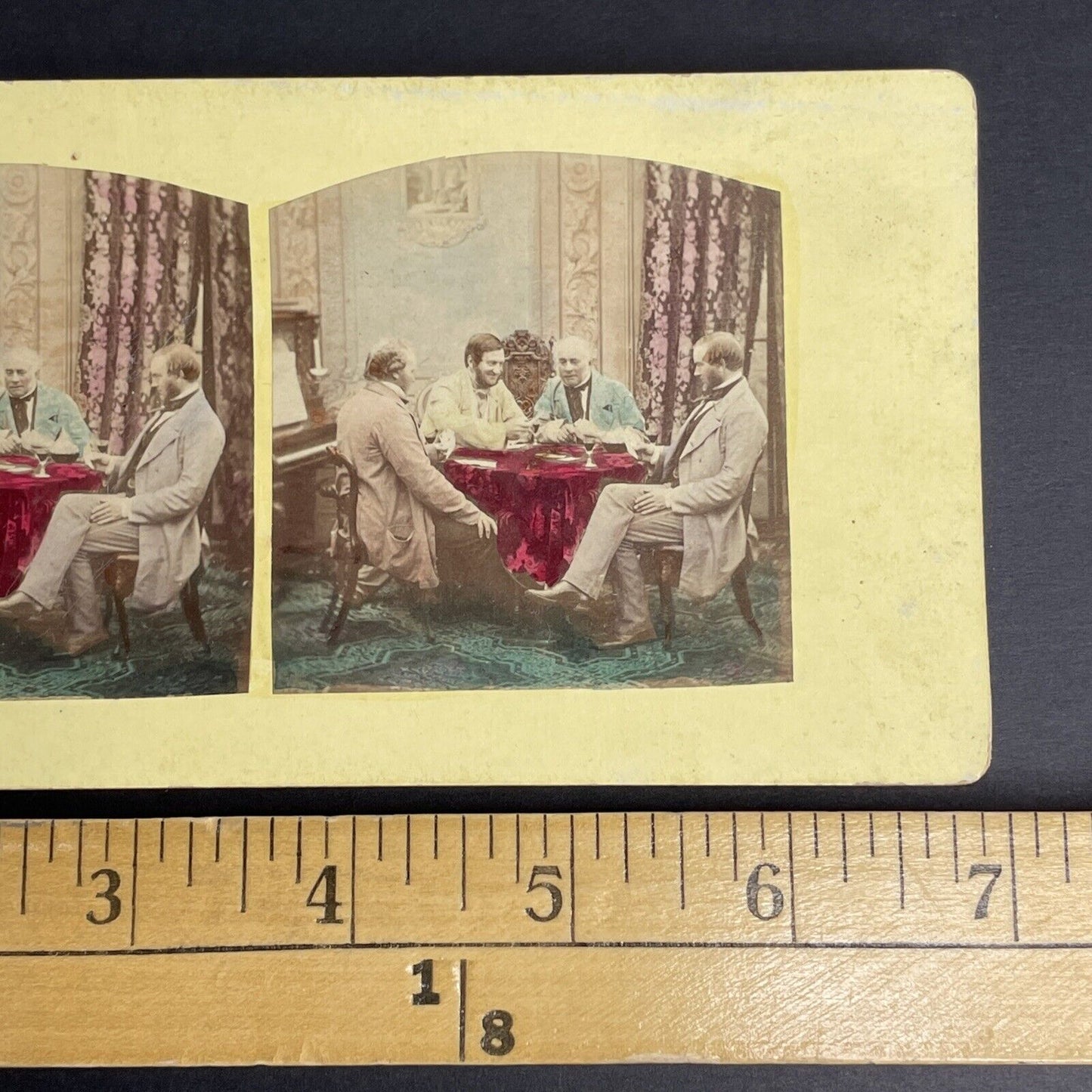 Antique 1880's Poker Game Amongst Wealthy Men Stereoview Photo Card PC807