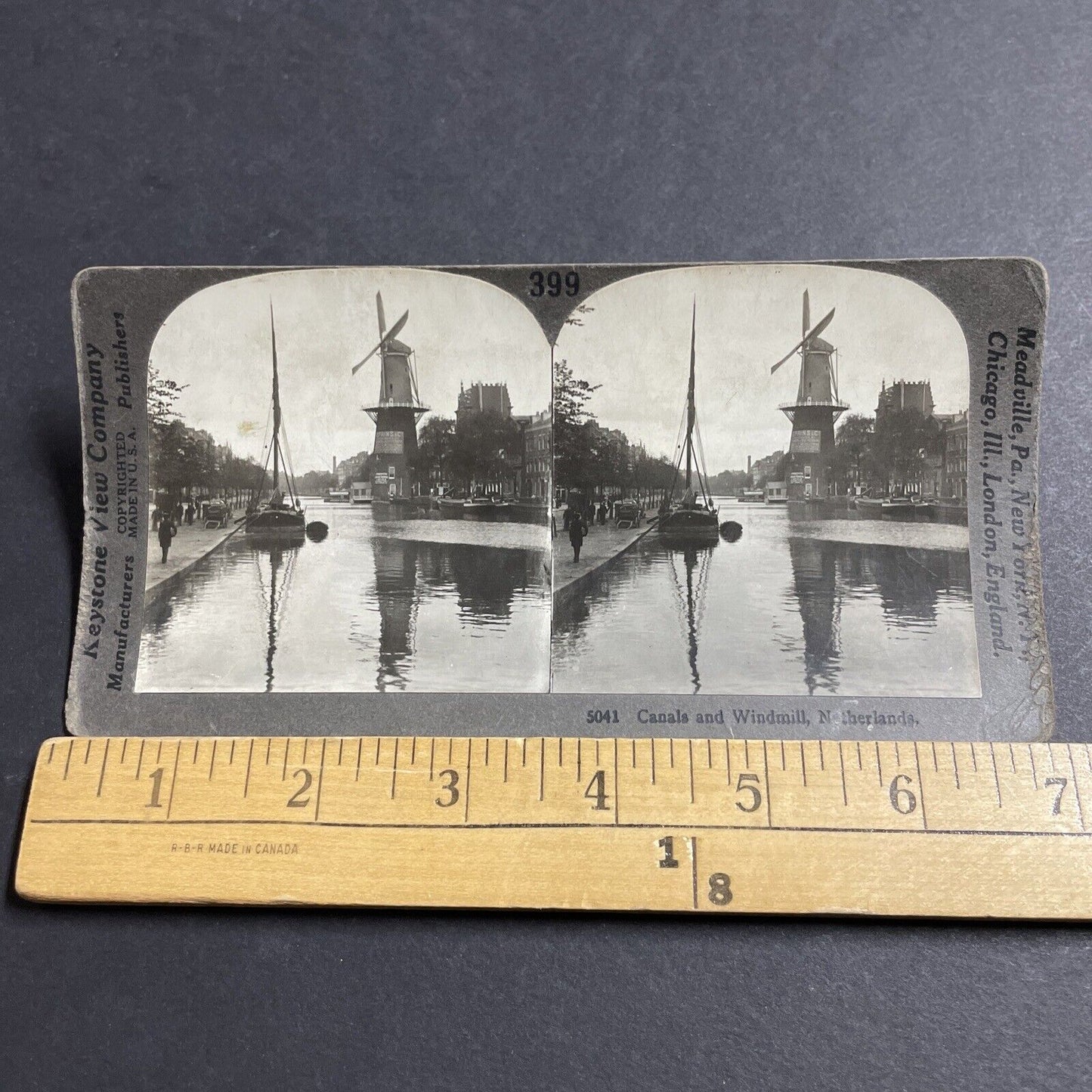 Antique 1910s Windmill In Rotterdam Holland Stereoview Photo Card P5128