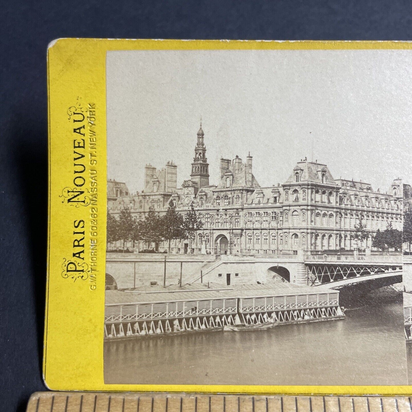 Antique 1870s Hotel De Ville Paris France Stereoview Photo Card P4162