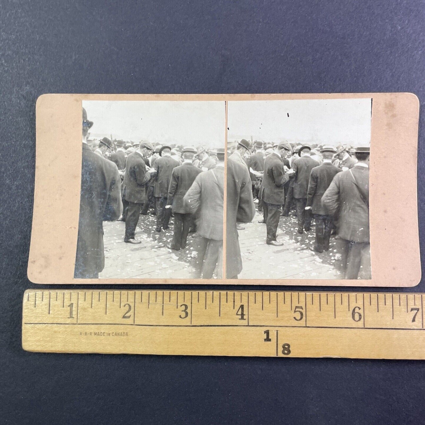 Ticket Line in Prospect Park Niagara Falls Stereoview OOAK Antique c1913 Y2732