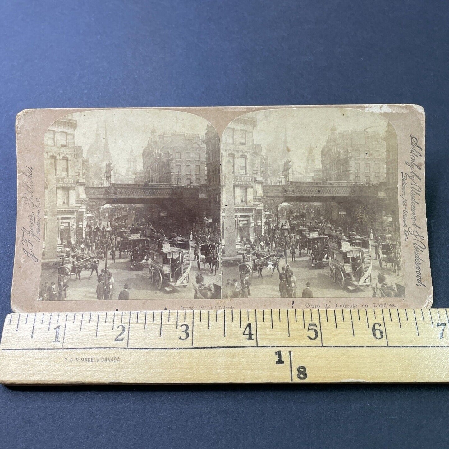 Antique 1887 Travelling Salesman & Carriages London Stereoview Photo Card P3043