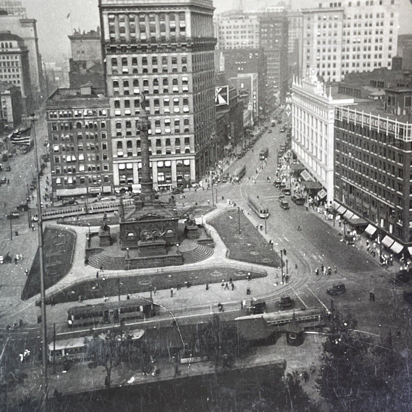 Euclid Avenue in Cleveland Ohio Stereoview Public Square Antique c1920s Y1146