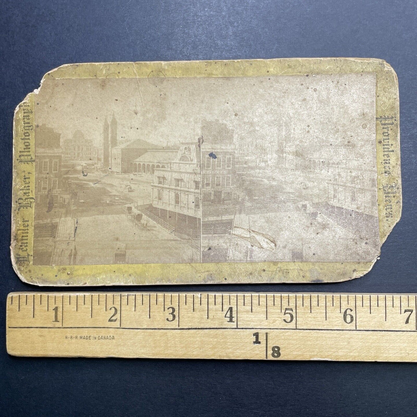 Antique 1878 Providence Rhode Island Downtown Stereoview Photo Card P1190