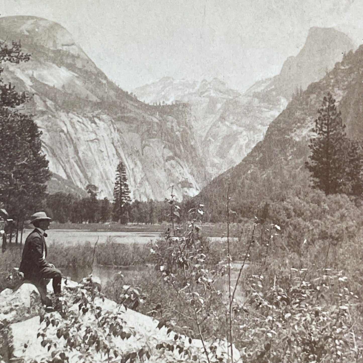 North Dome & Half Dome Yosemite Californa Stereoview Antique c1902 X3723