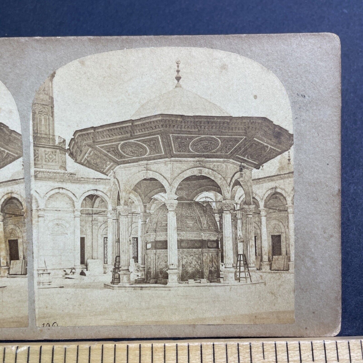 Antique 1870s Sacred Prayer Mosque In Cairo Egypt Stereoview Photo Card V504