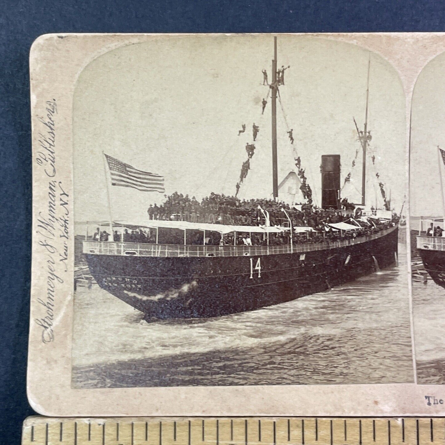 SS Concho Mallory Line Steamer Ship Stereoview New York Antique c1898 X2612