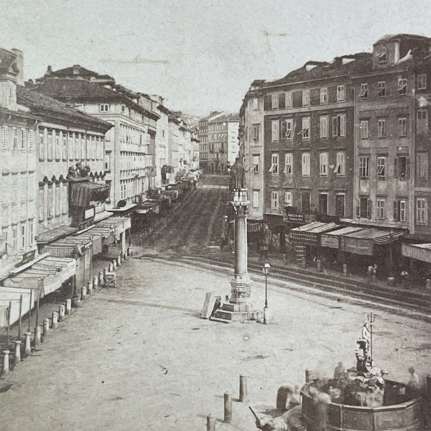 Trieste Italy City Center Street View Stereoview Photo Antique c1870 X3189