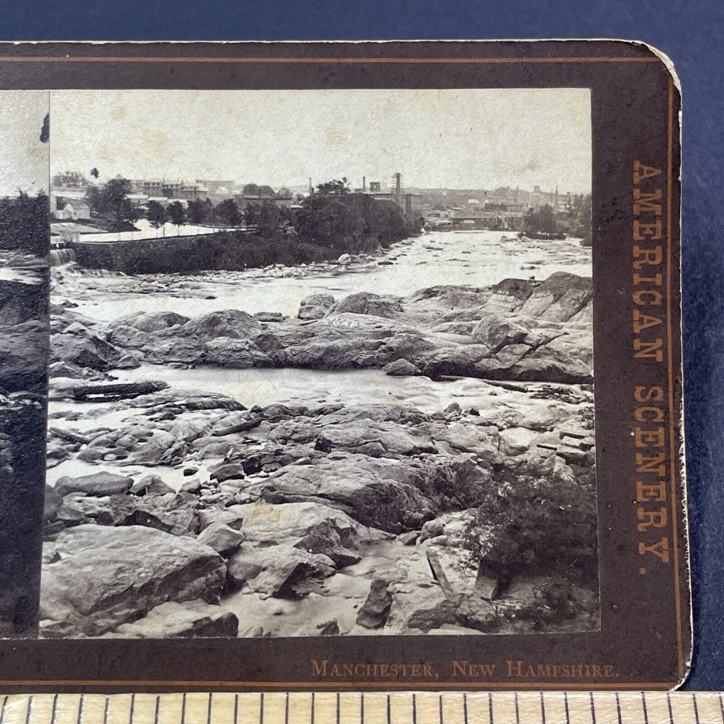 Antique 1870s Manchester New Hampshire City View Stereoview Photo Card V1933