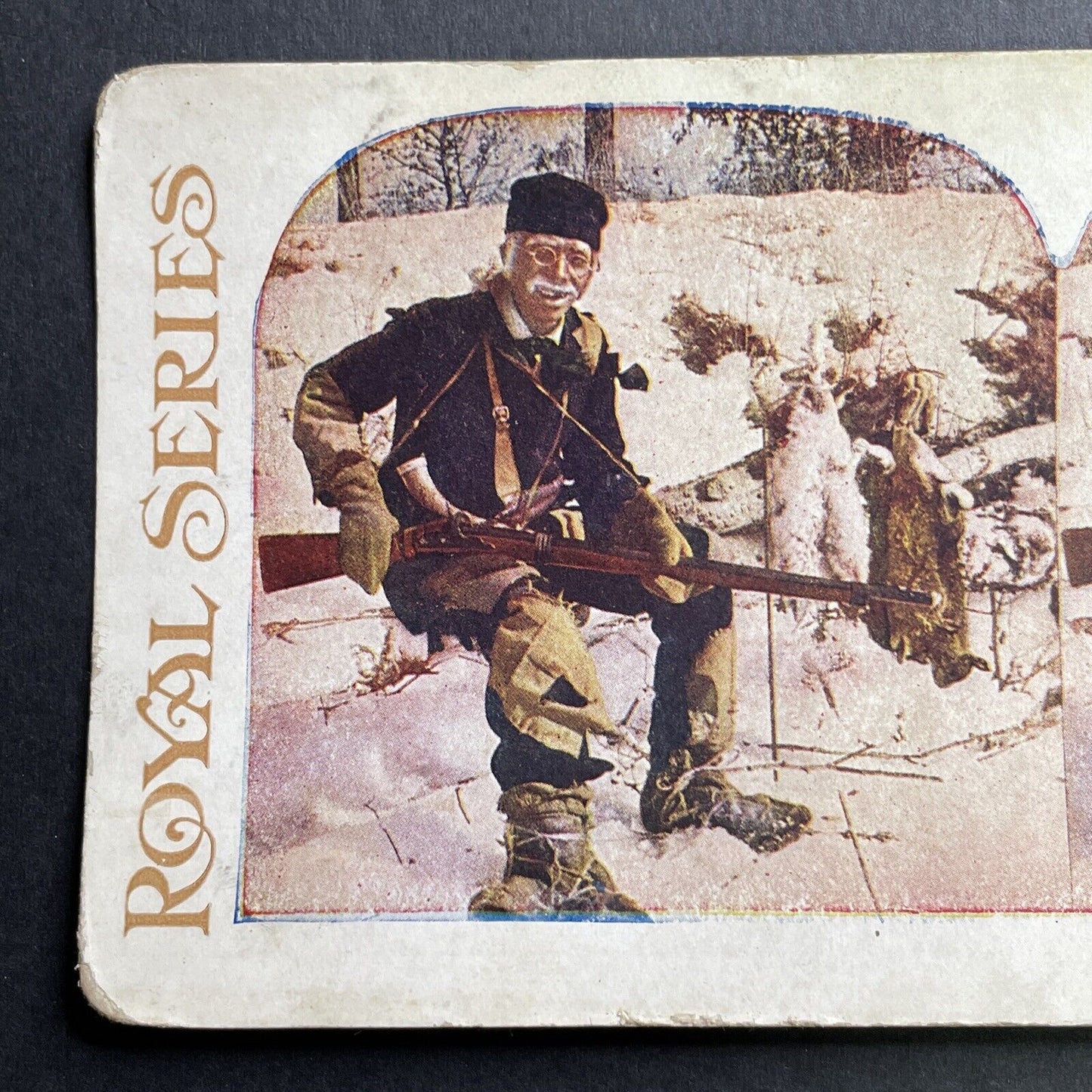 Antique 1920s Hobo Rabbit Hunting In Winter Stereoview Photo Card P1655