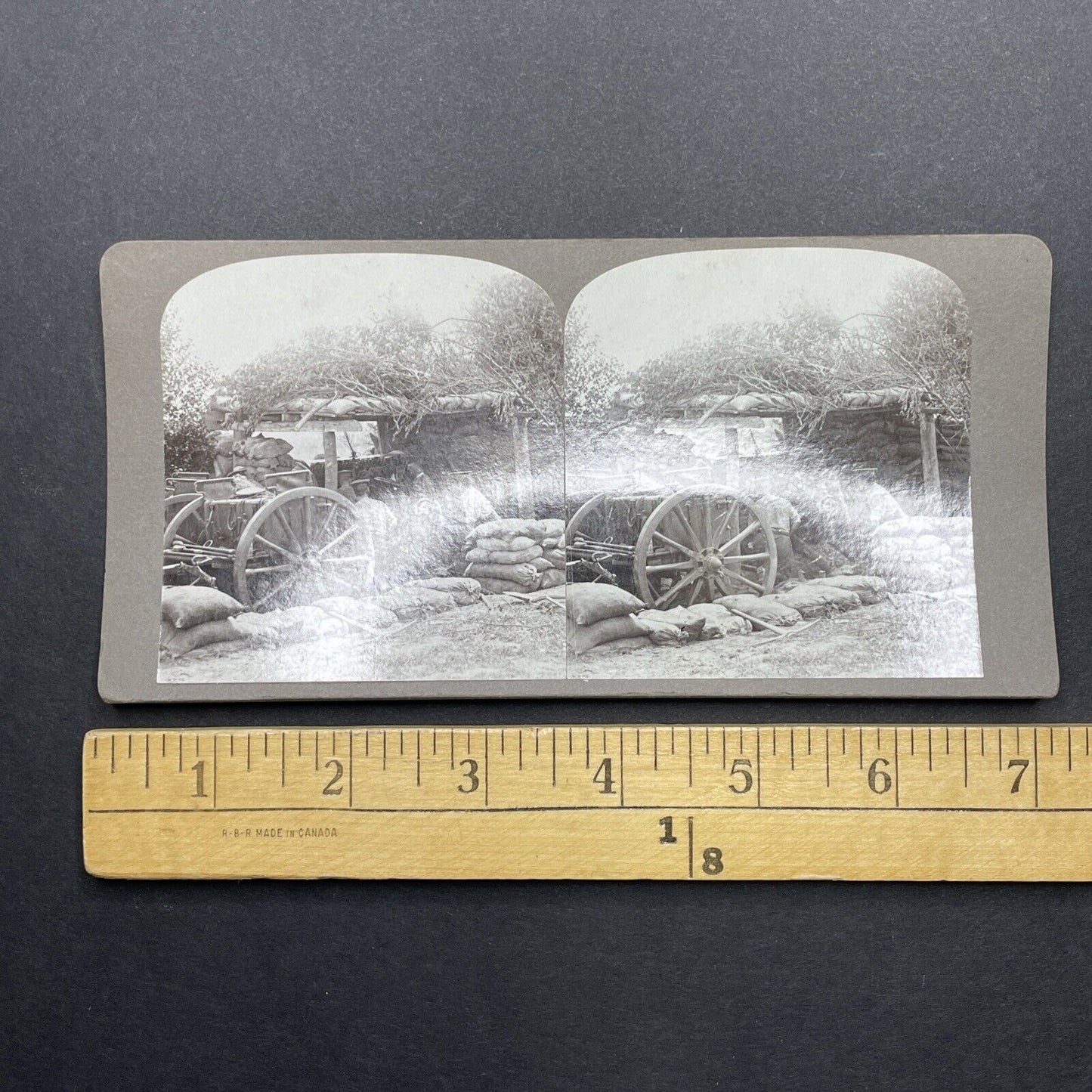 Antique 1917 WW1 British 18 Pounder QF Gun Cannon Stereoview Photo Card P1812