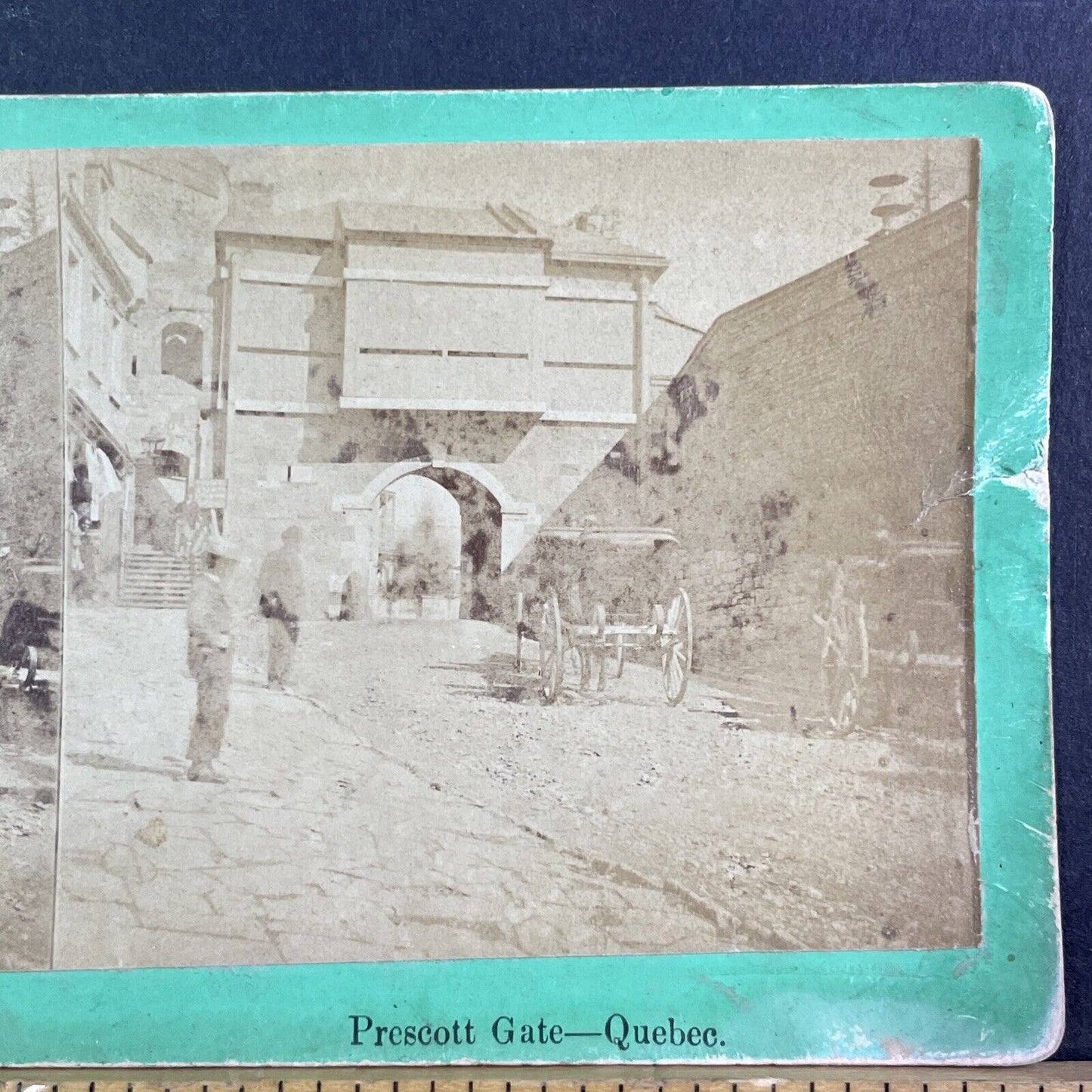 Prescott Gate Quebec City Stereoview Before Demolition Antique c1865 X3241