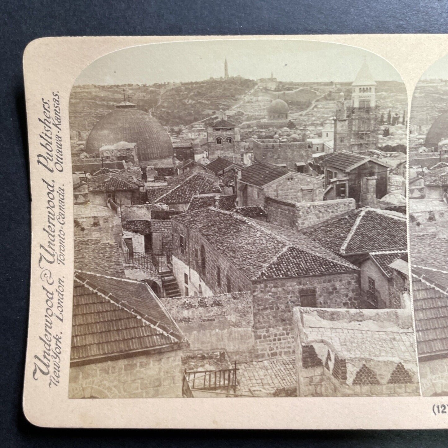 Antique 1900 Downtown Jerusalem Israel Palestine Stereoview Photo Card P1377