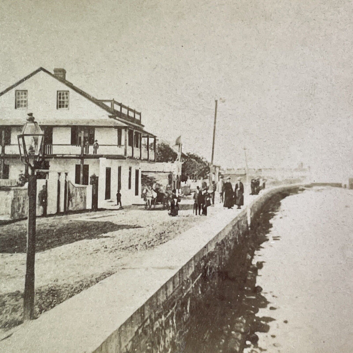 Marine Street St. Augustine Florida Stereoview Antique c1870s Y075