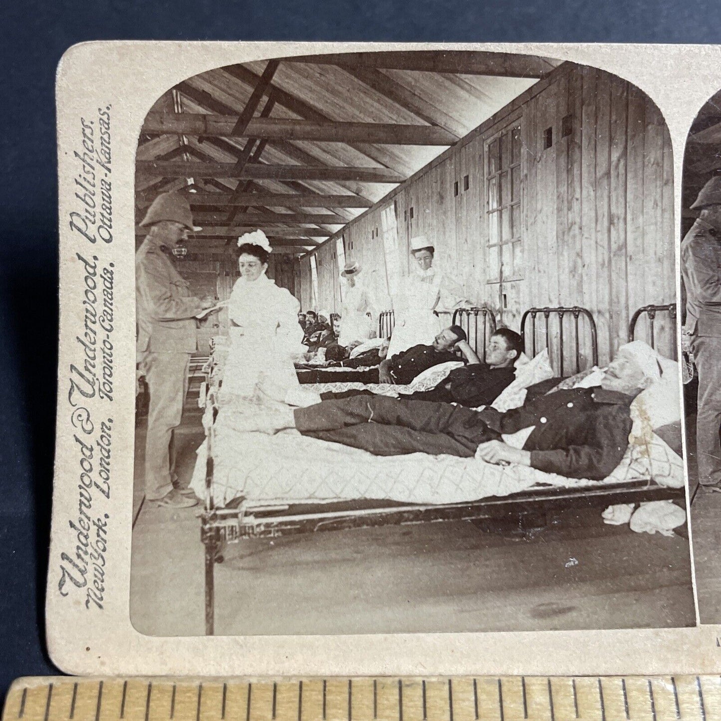 Antique 1900 Injured Boer War Soldiers In Hospital Stereoview Photo Card P5552