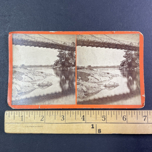 First Suspension Bridge Newburyport Stereoview Massachusetts c1860s Y409