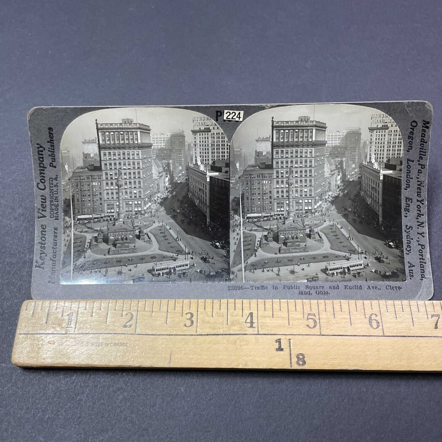 Antique 1920s Cleveland Ohio Downtown View Stereoview Photo Card V1859