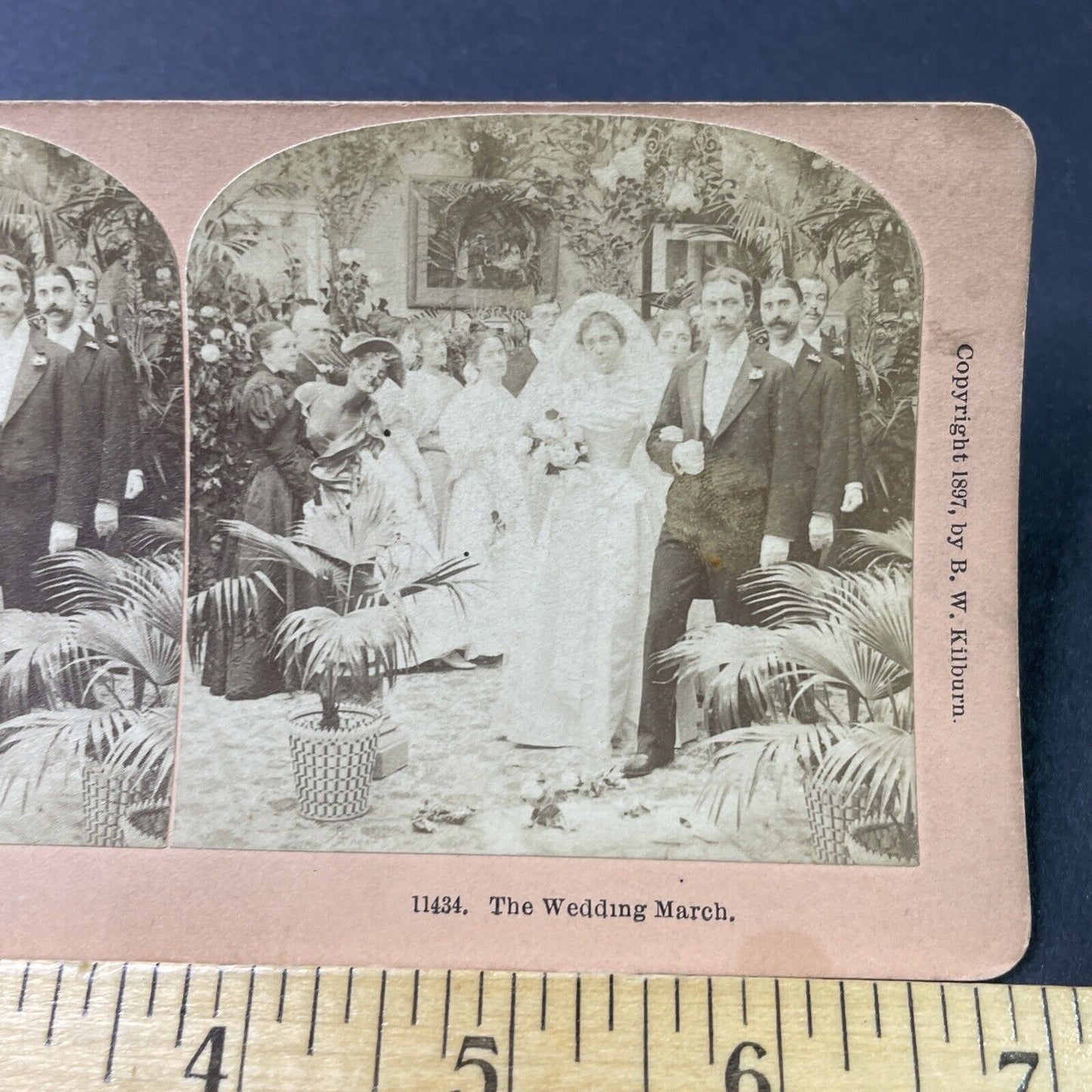 Antique 1897 Victorian Bride & Groom Presented Stereoview Photo Card P2966