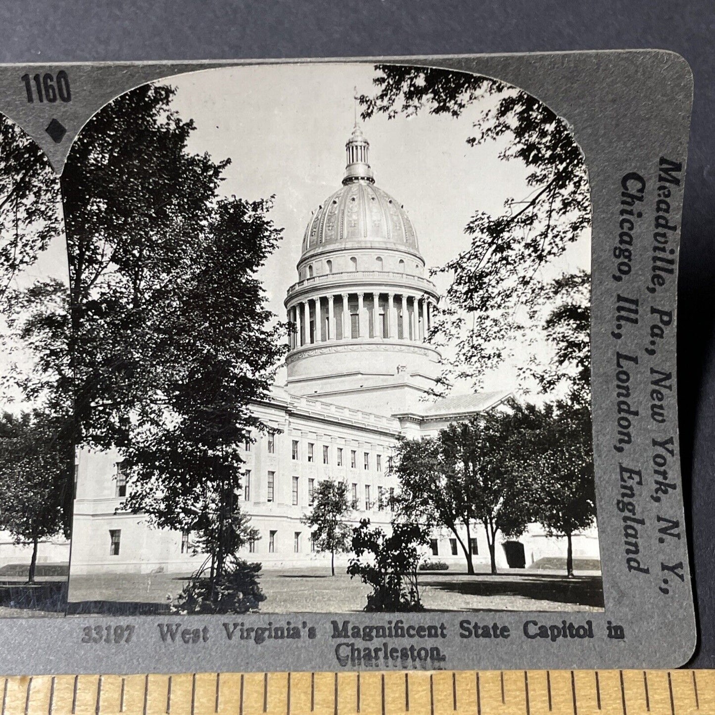 Antique 1930s State Capitol Building Charleston WV Stereoview Photo Card V2606