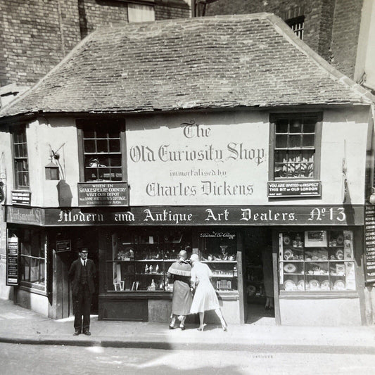 Antique 1920s The Old Curiosity Shop London England Stereoview Photo Card V2959