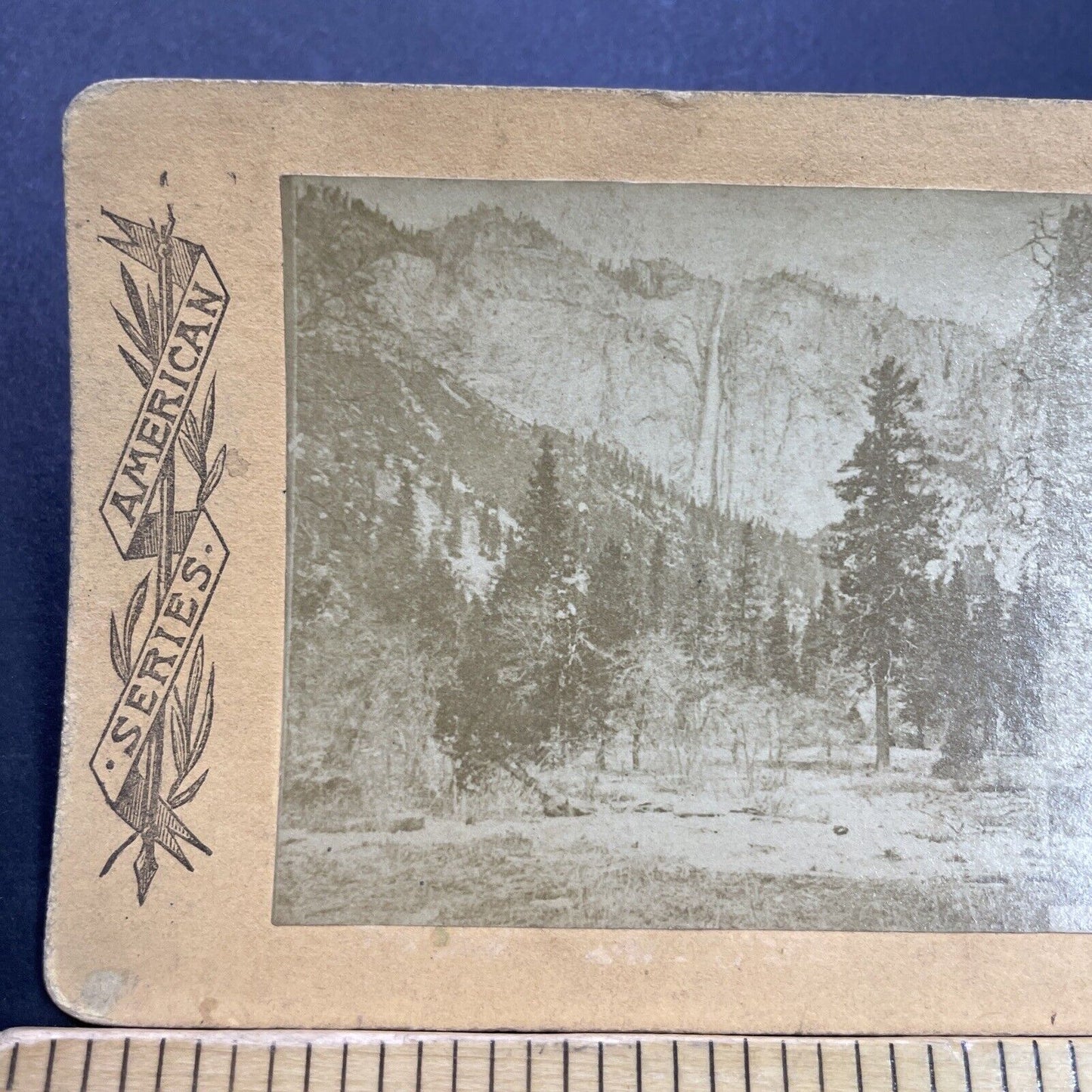 Antique 1870s Ribbon Falls Yosemite California Stereoview Photo Card P3590