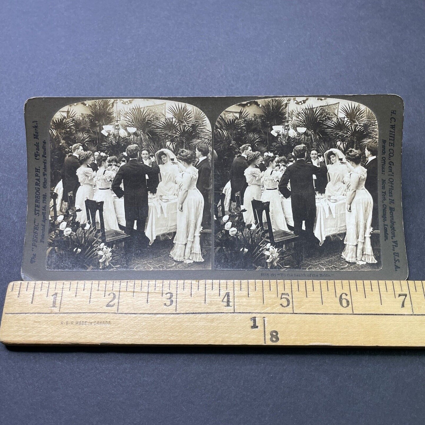 Antique 1902 Wedding Toast To Bride And Groom Stereoview Photo Card P2715