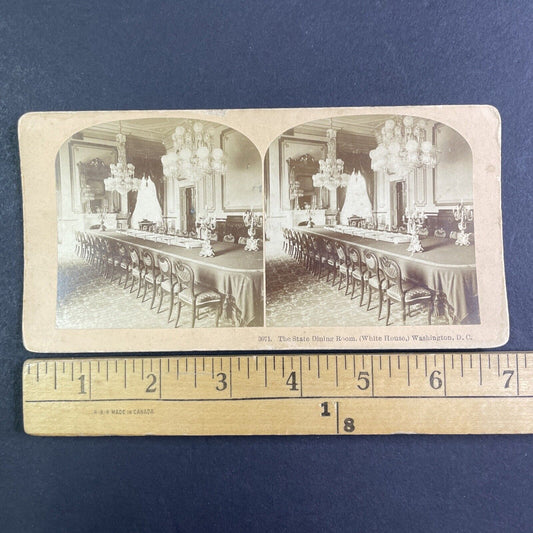 White House Dining Room Stereoview Washington DC Antique c1880 X3876