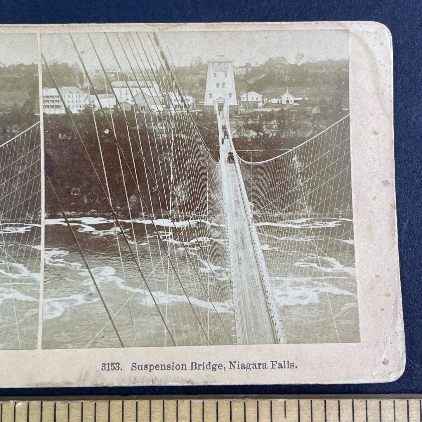 Niagara Falls Suspension Bridge New York Stereoview Antique c1880 X3873