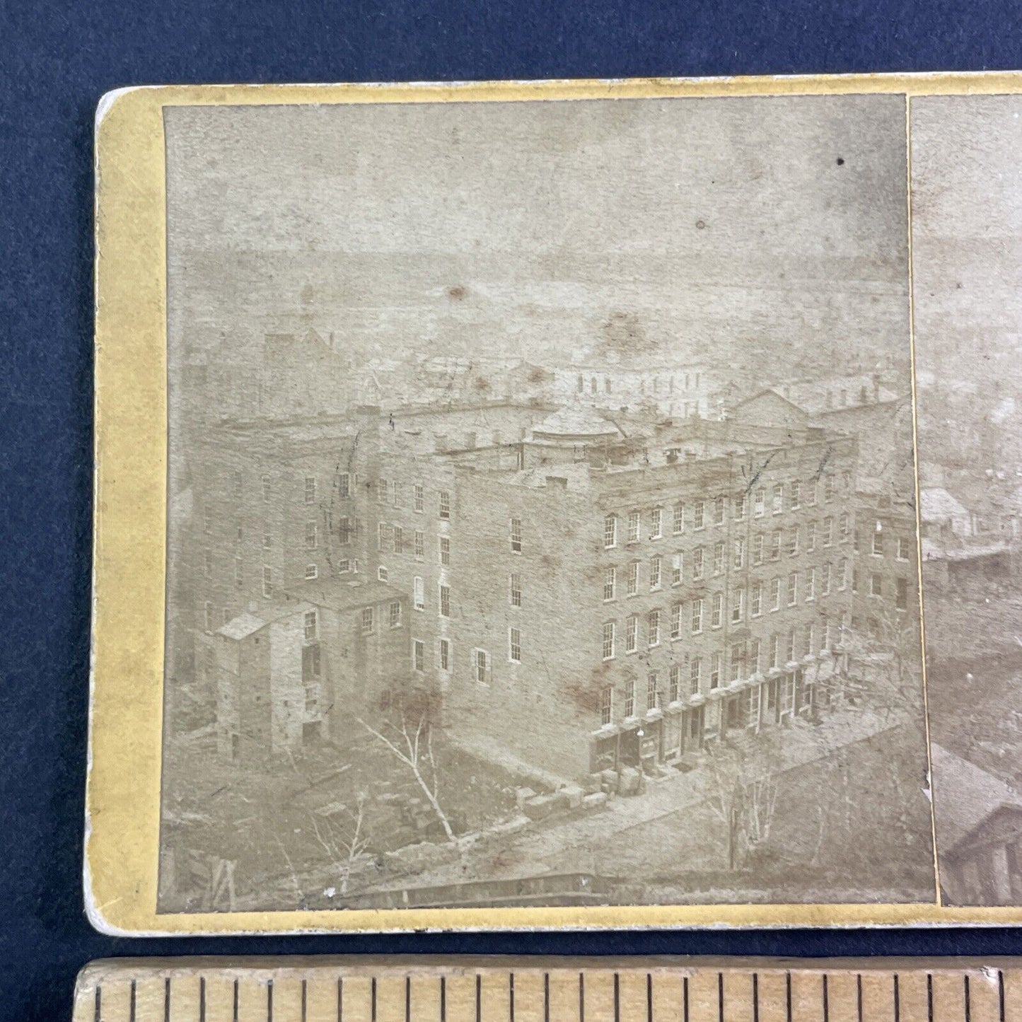 Unknown Asylum or Hospital Stereoview Yellow Card Antique c1860s X4152