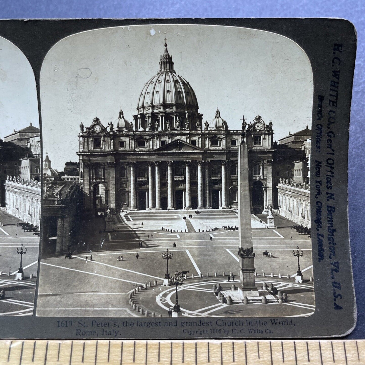 Antique 1902 St. Peters Basilica Church Rome Italy Stereoview Photo Card V3589