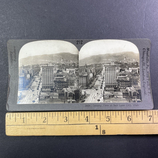 Salt Lake City Utah Stereoview Downtown Panorama View Antique c1920s Y512