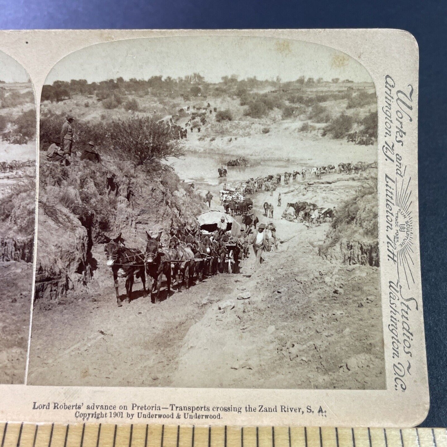 Antique 1901 Boer War Army Travels Up Steep Hill Stereoview Photo Card P3308