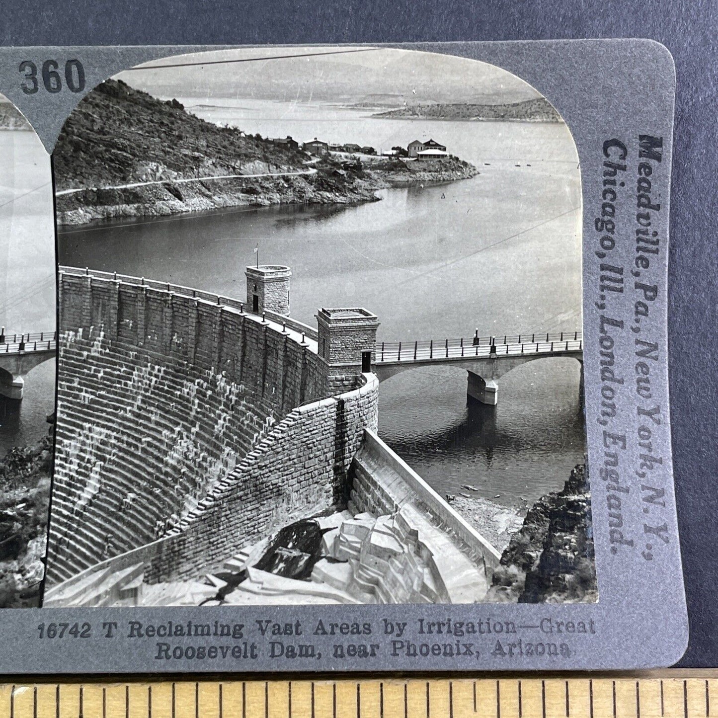 Theodore Roosevelt Dam near Phoenix Arizona Stereoview Antique c1910s Y1189