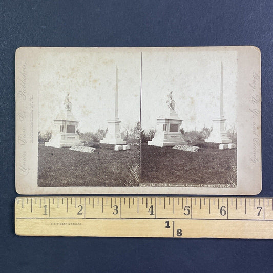 George C. Burdett Grave Burial Stereoview Oakwood Cemetery Troy NY c1880s Y1000