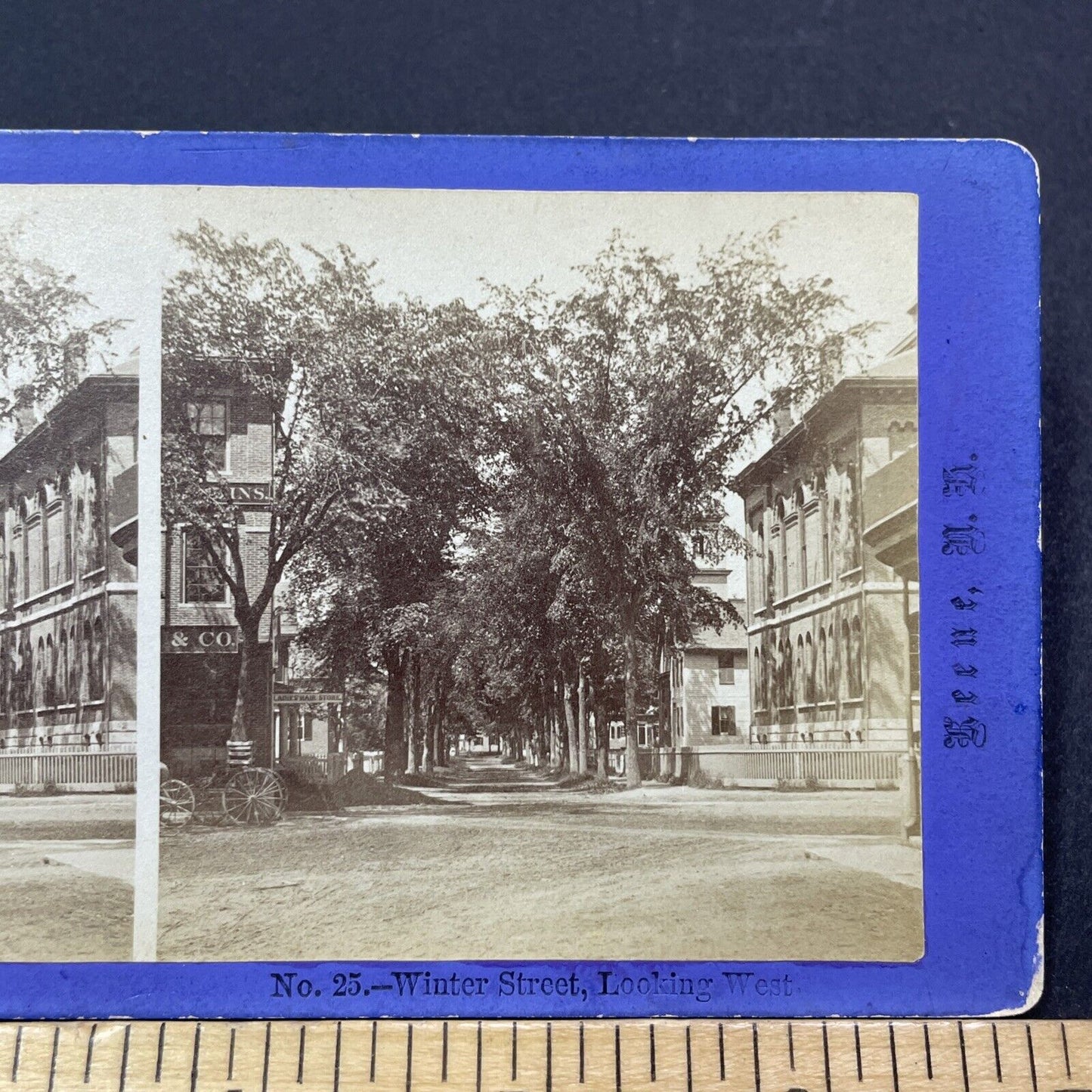 Antique 1860s Winter Street Keene New Hampshire Stereoview Photo Card V2078