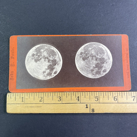 Early Photo Of Moon Through Telescope Stereoview JP Soule Antique c1870 X3864