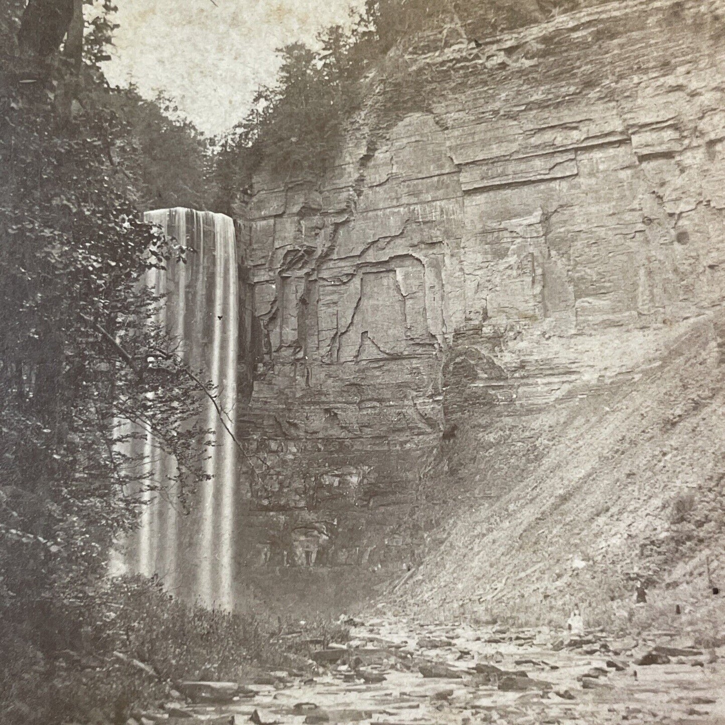 Taughannock Falls Stereoview Trumansburg New York Antique c1870s Y2174