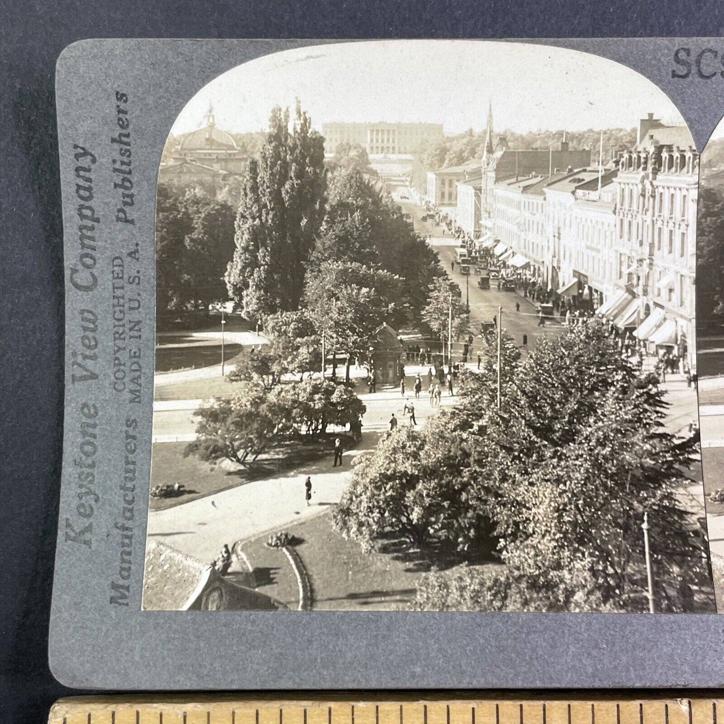 Downtown Oslo Norway Stereoview Late Period View Antique c1933 Y1239