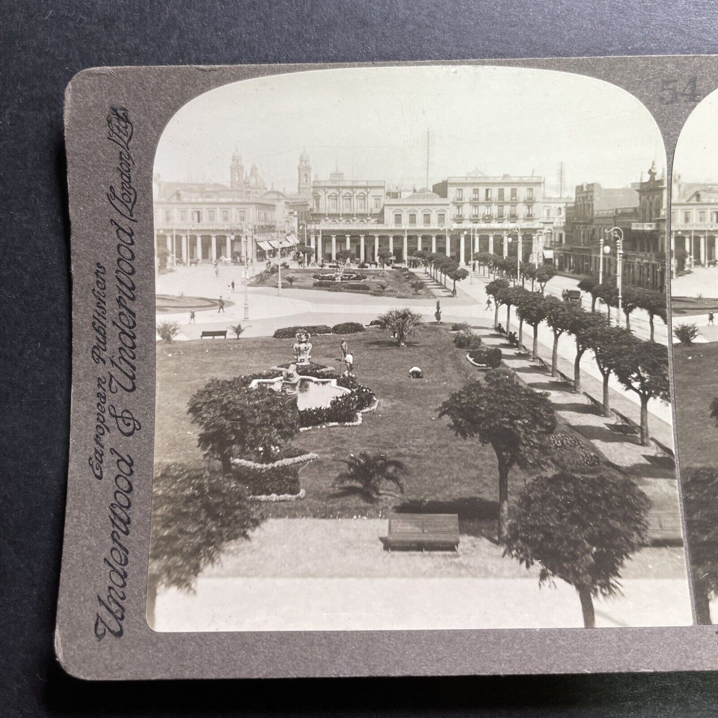 Antique 1905 Montevideo Uruguay Public Square Stereoview Photo Card P1301