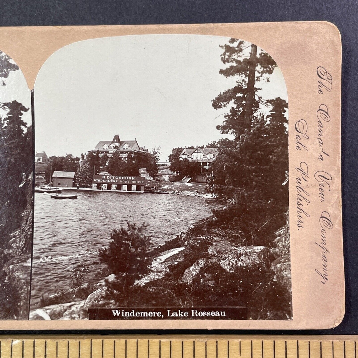 Windermere House Hotel Gravenhurst Ontario Stereoview Antique c1899 Y488