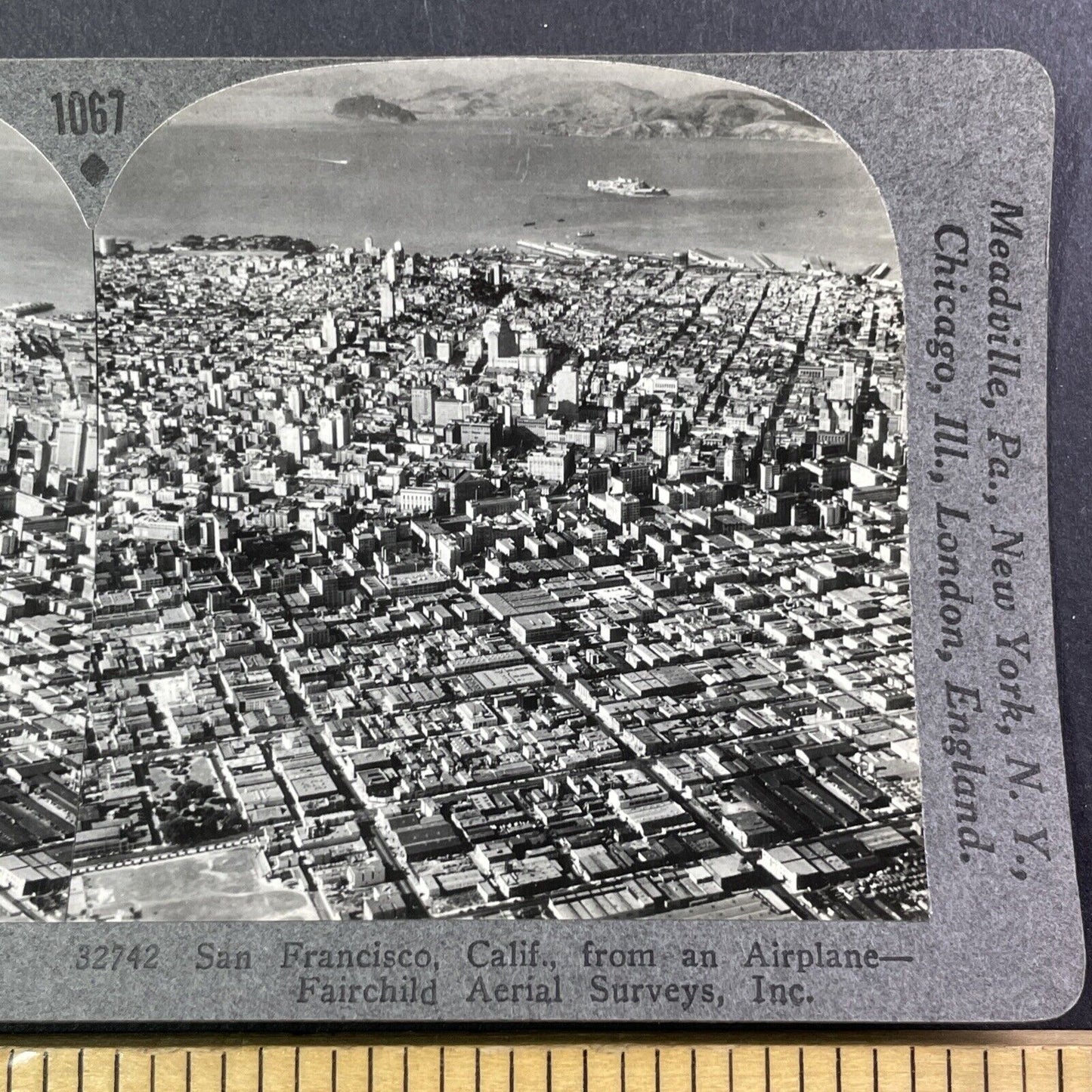 Fairchild Aerial Survey of San Francisco Stereoview Antique c1920s Y524