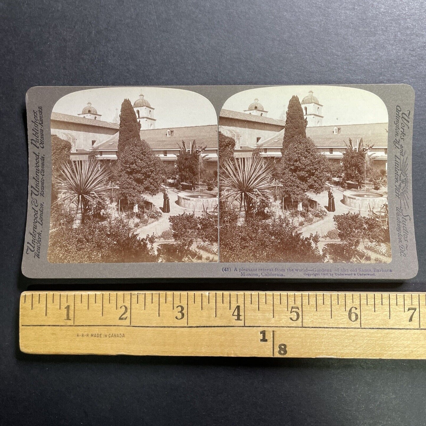 Antique 1902 Santa Barbara California Hotel Mission Stereoview Photo Card P1396