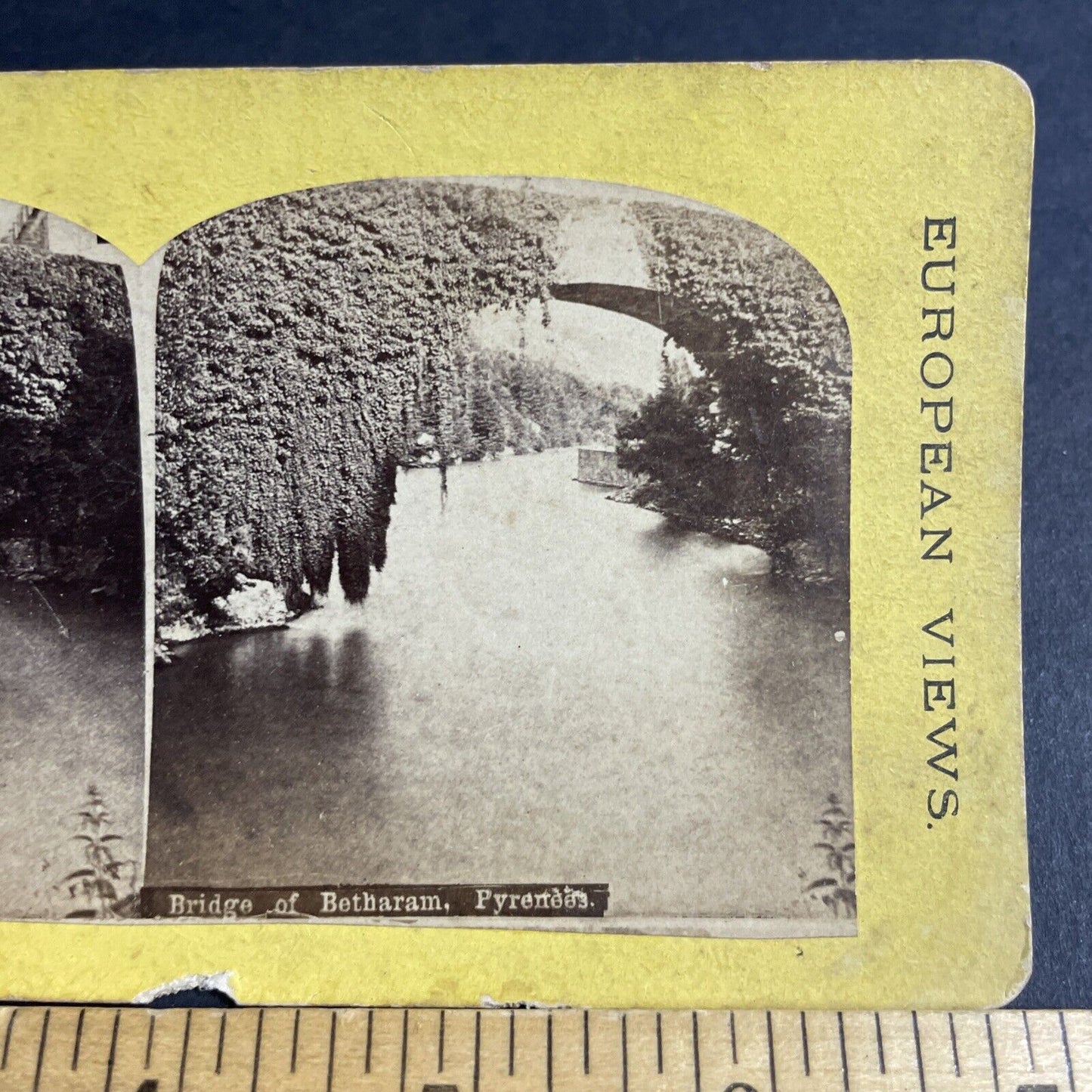 Antique 1870s Betharram Bridge Pyrenees France Stereoview Photo Card P4612