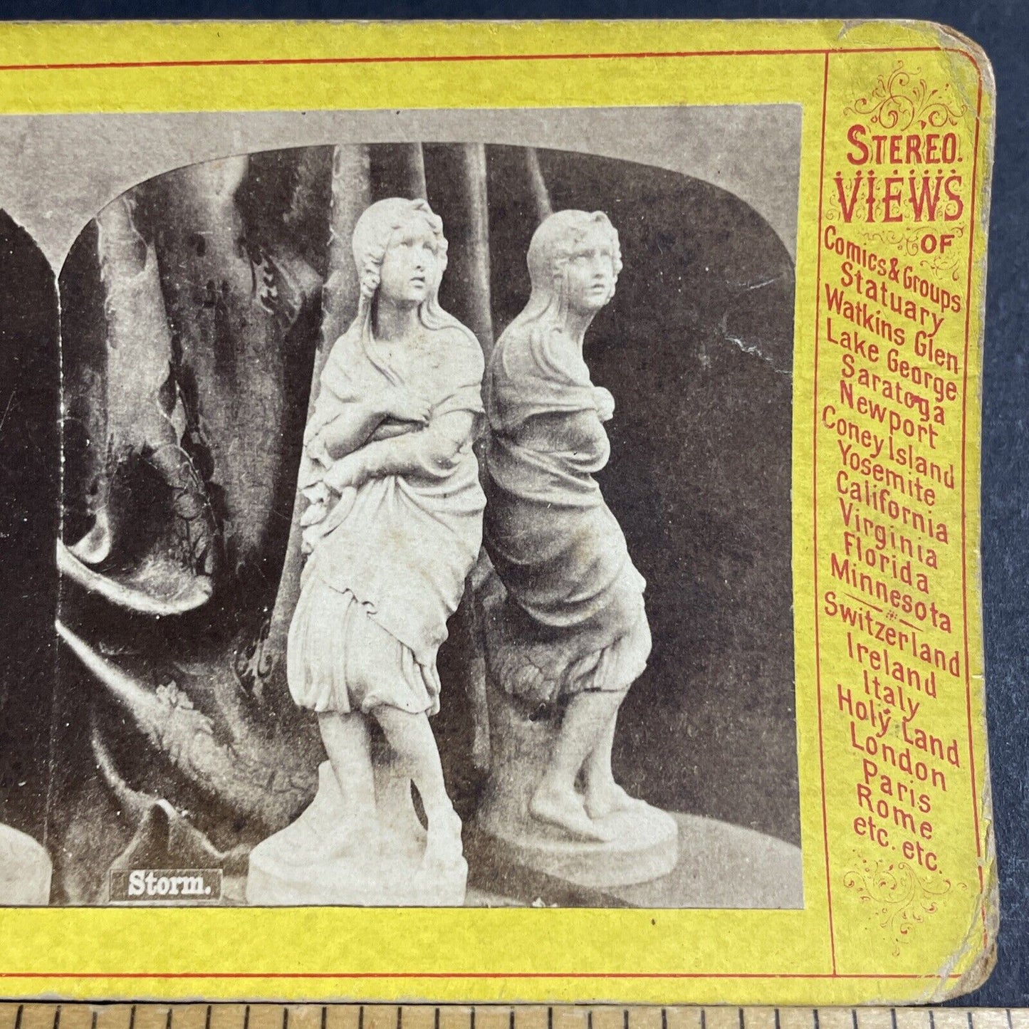 Antique 1870s The Storm Marble Sculpture Stereoview Photo Card P4764