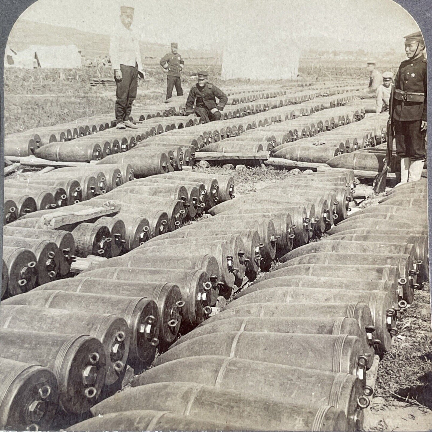 Japanese Artillery Shells Stereoview Russo-Sino War Antique c1905 X3881