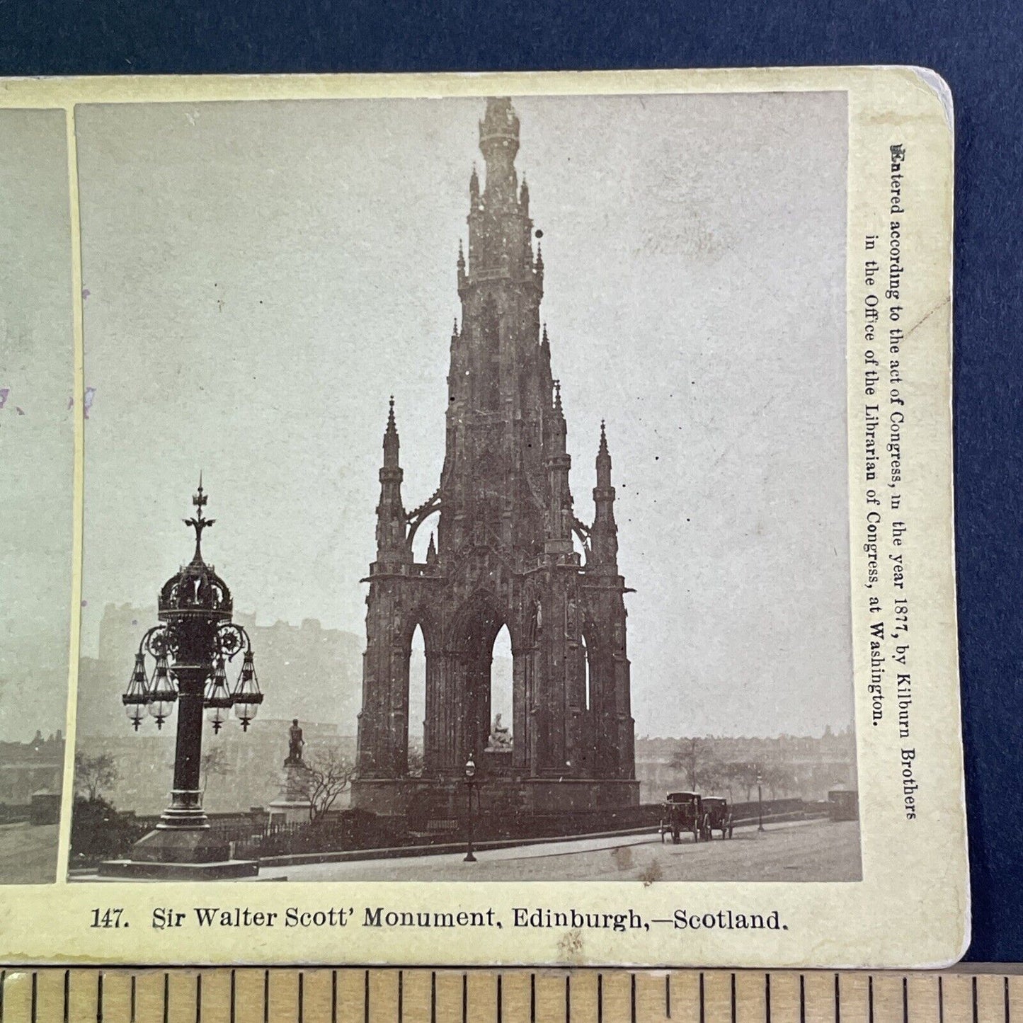 Walter Scott Monument Scotland Stereoview BW Kilburn Antique c1877 X3263