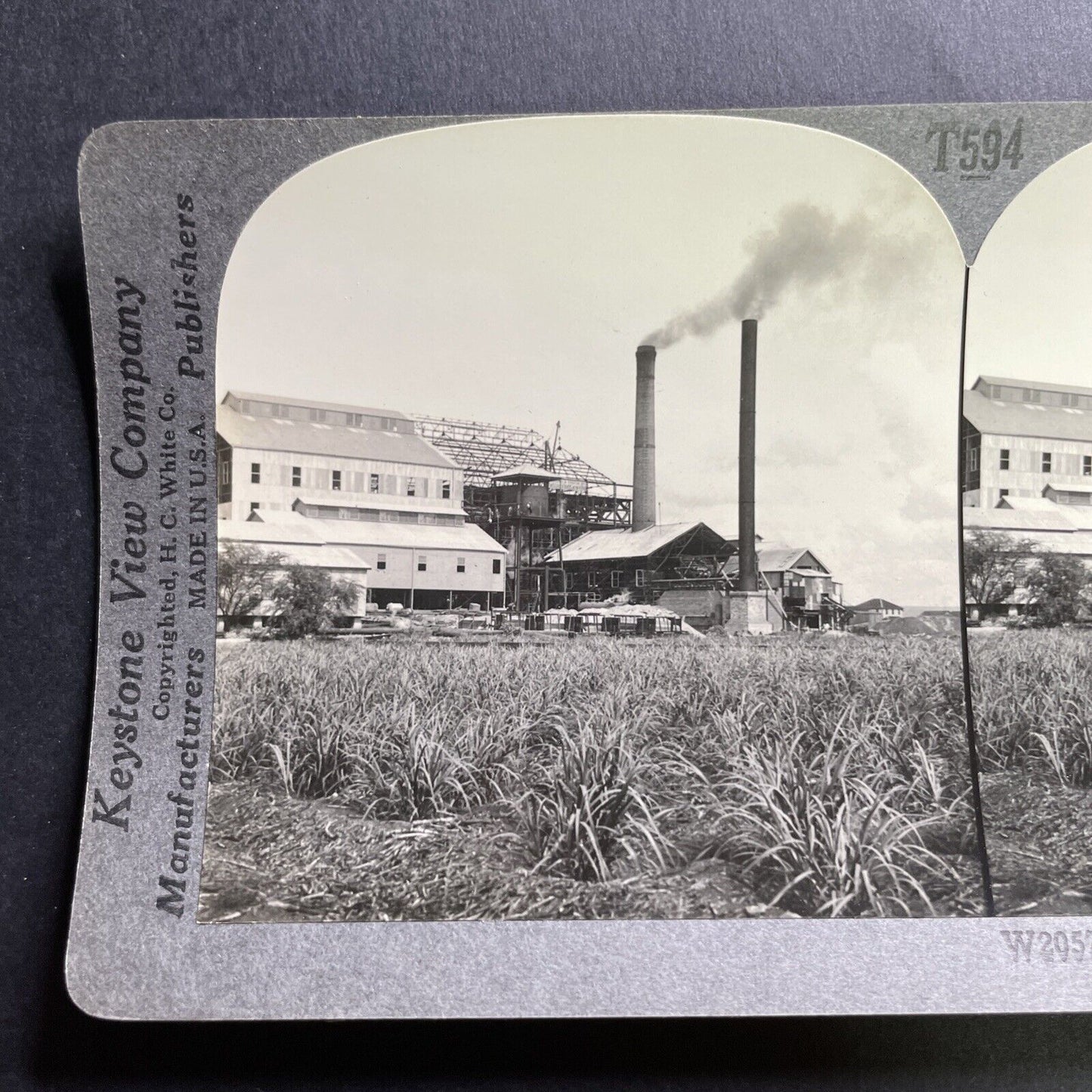 Antique 1929 Sugar Mill Factory In Hawaii Stereoview Photo Card P1730