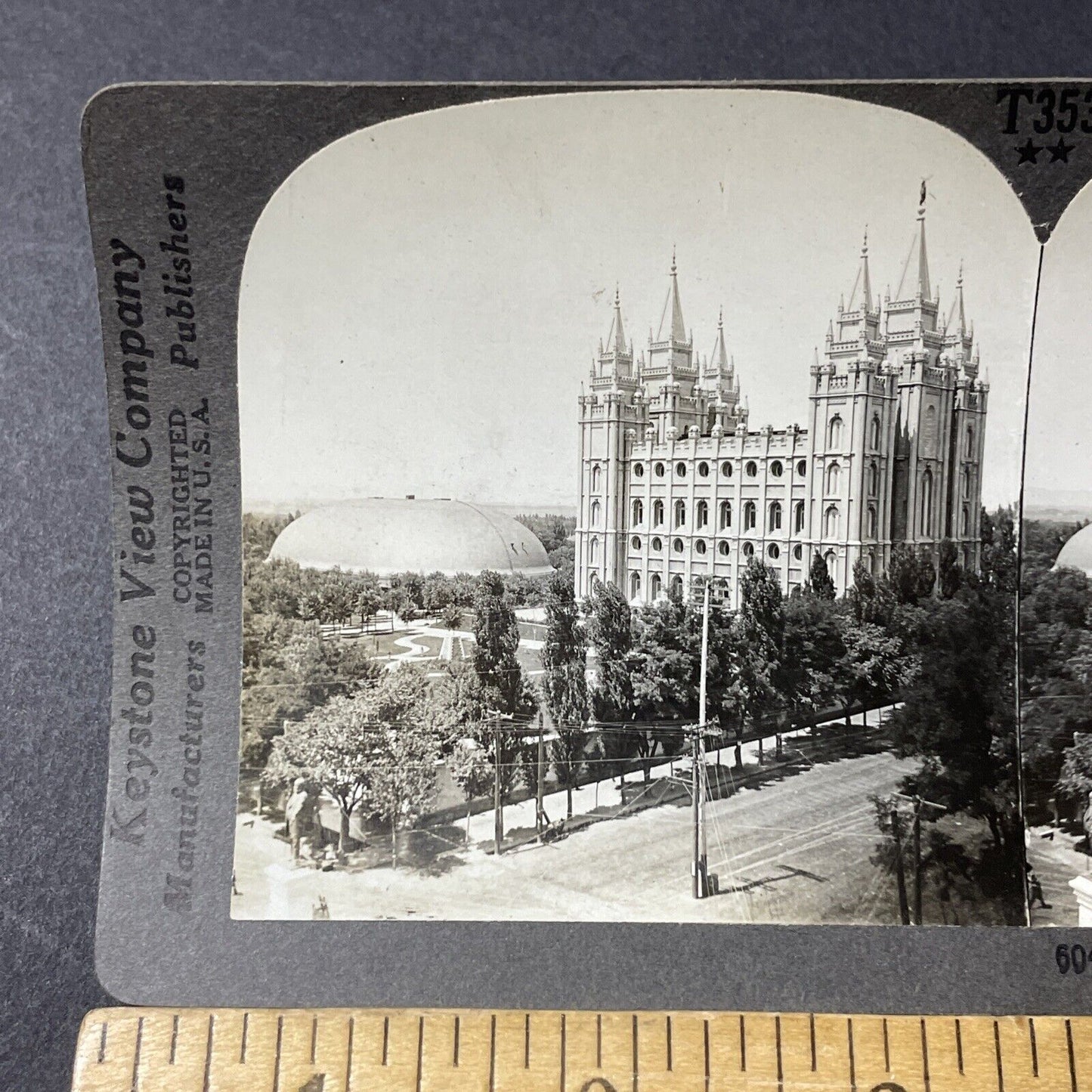 Antique 1910s Mormon Temple Church Salt Lake City UT Stereoview Photo Card V2833