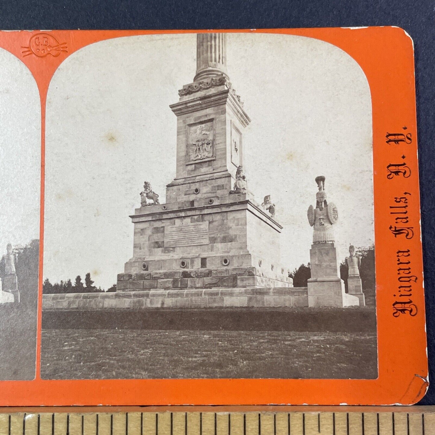 The Brock Monument Queenston Heights Stereoview Canada Bierstadt c1870s Y1461