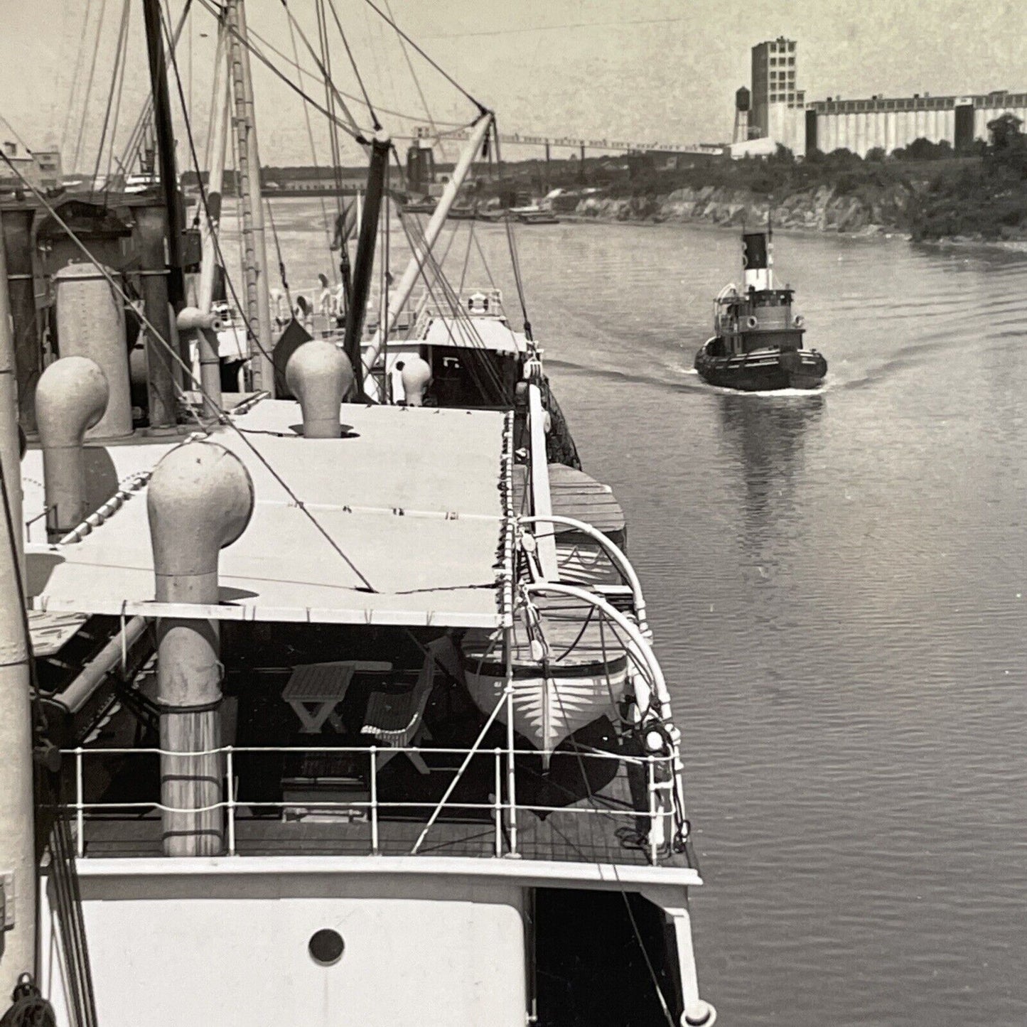 Antique 1918 Ship Canal Buffalo Bayou Houston Texas Stereoview Photo Card P1305